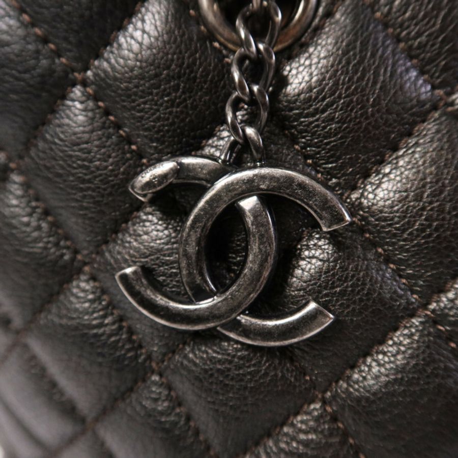 CHANEL 牛皮皮革Chain Shoulder Bag銀扣鏈帶肩背袋-9
