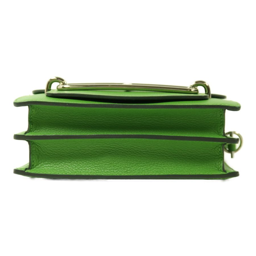 HERMES Evercolor皮革Roulis Mini銀扣肩背袋Vert Yucca-3