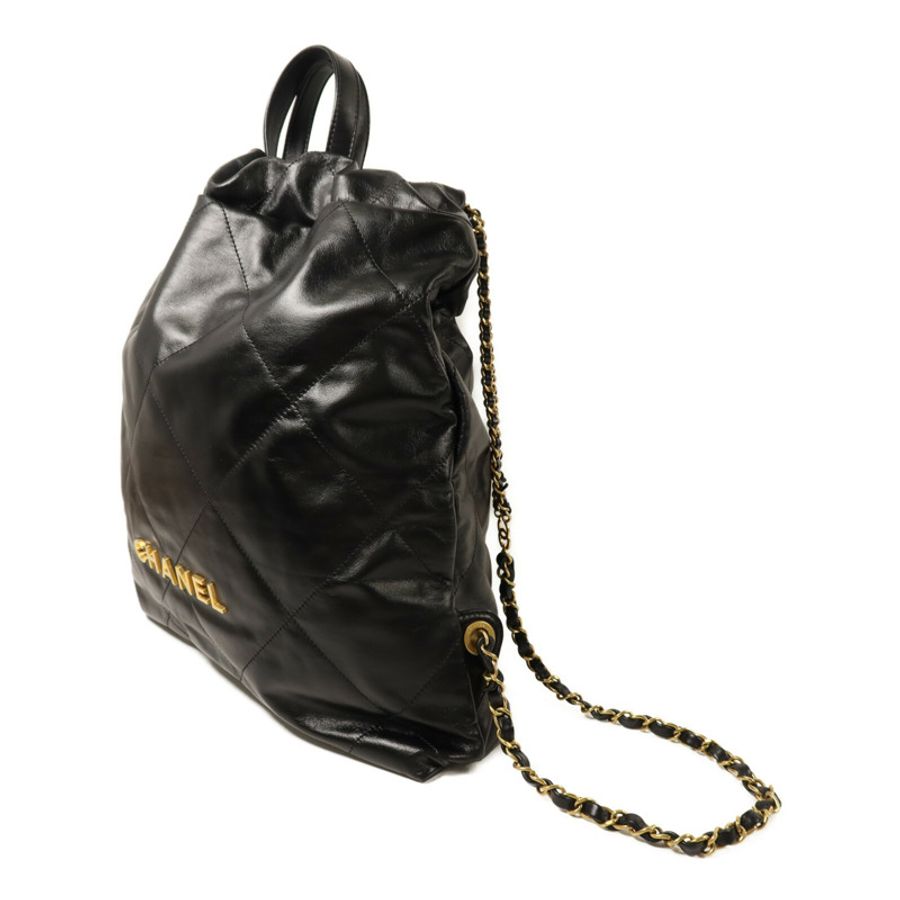CHANEL 牛皮皮革22 Backpack金扣鏈帶背包-2