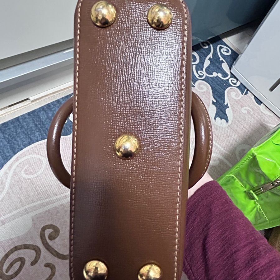 《降價售、誠可議》Gucci Horsebit 1955 Mini Top Handle 貝殼包 焦糖棕-5