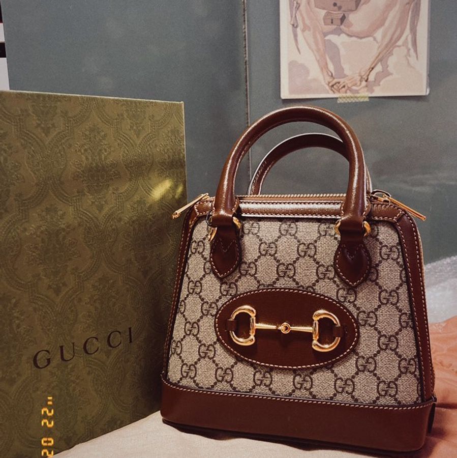 《降價售、誠可議》Gucci Horsebit 1955 Mini Top Handle 貝殼包 焦糖棕-6