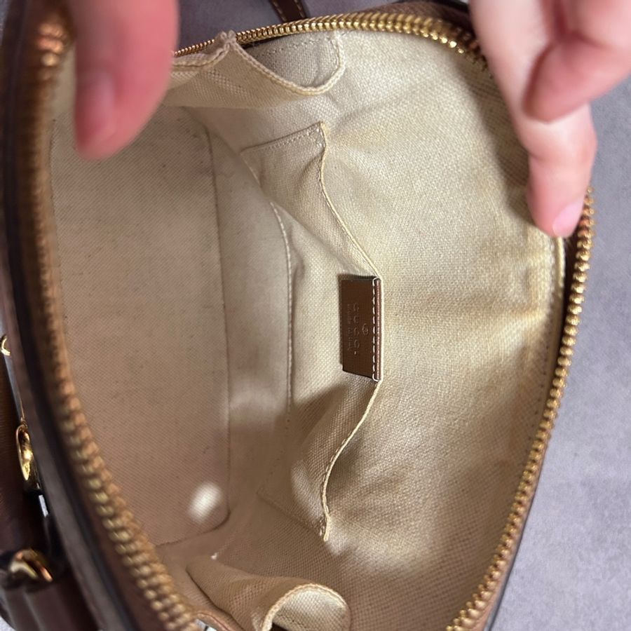 《降價售、誠可議》Gucci Horsebit 1955 Mini Top Handle 貝殼包 焦糖棕-7