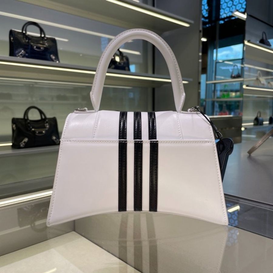 ⏰限時特賣價🌺Balenciaga x adidas 593546 小款 Hourglass S 小牛皮沙漏包 白色-6