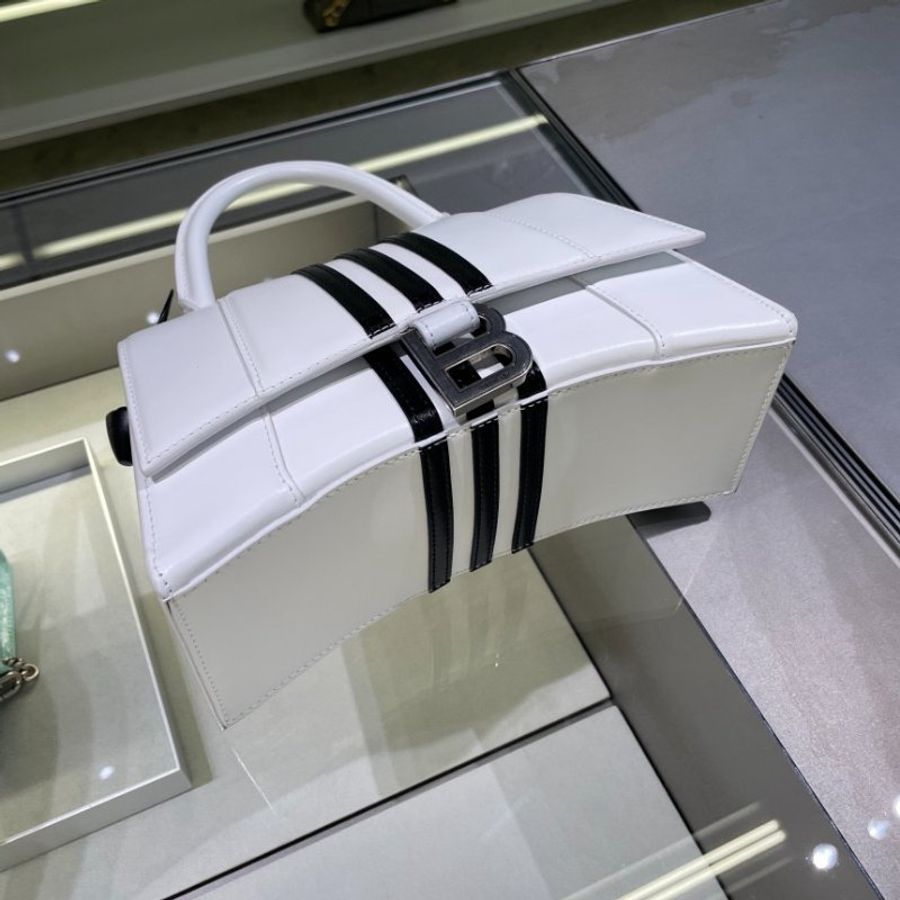 ⏰限時特賣價🌺Balenciaga x adidas 593546 小款 Hourglass S 小牛皮沙漏包 白色-7