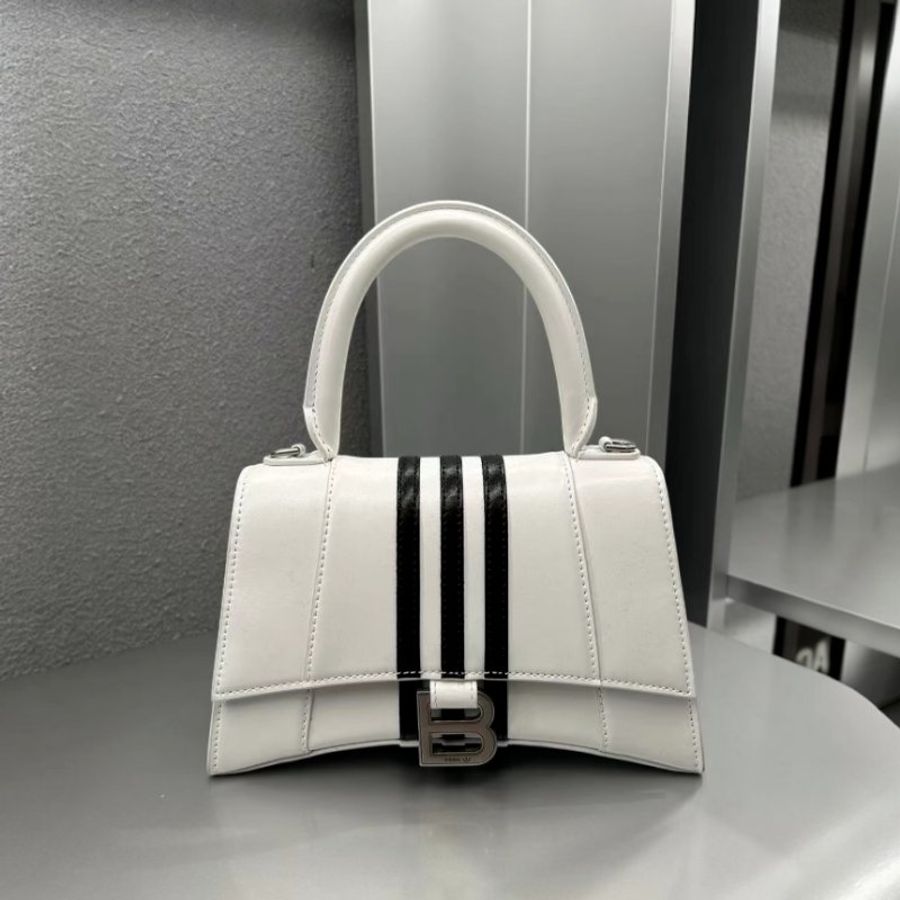 ⏰限時特賣價🌺Balenciaga x adidas 593546 小款 Hourglass S 小牛皮沙漏包 白色-12
