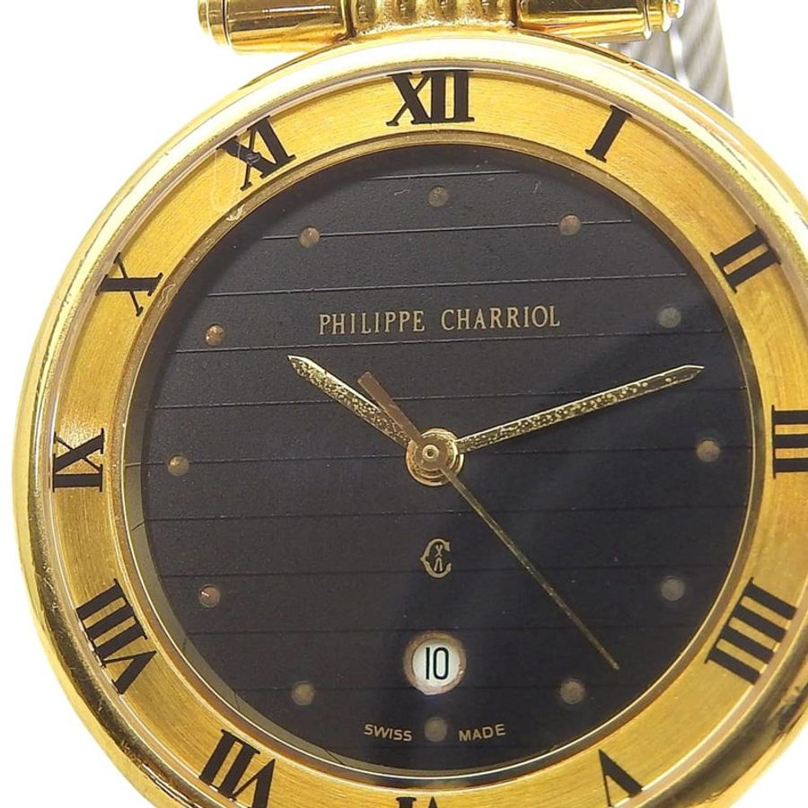 Philippe Charriol Celtic 腕錶 65.8.1288 不鏽鋼石英模擬顯示黑色錶盤 男士腕錶-6