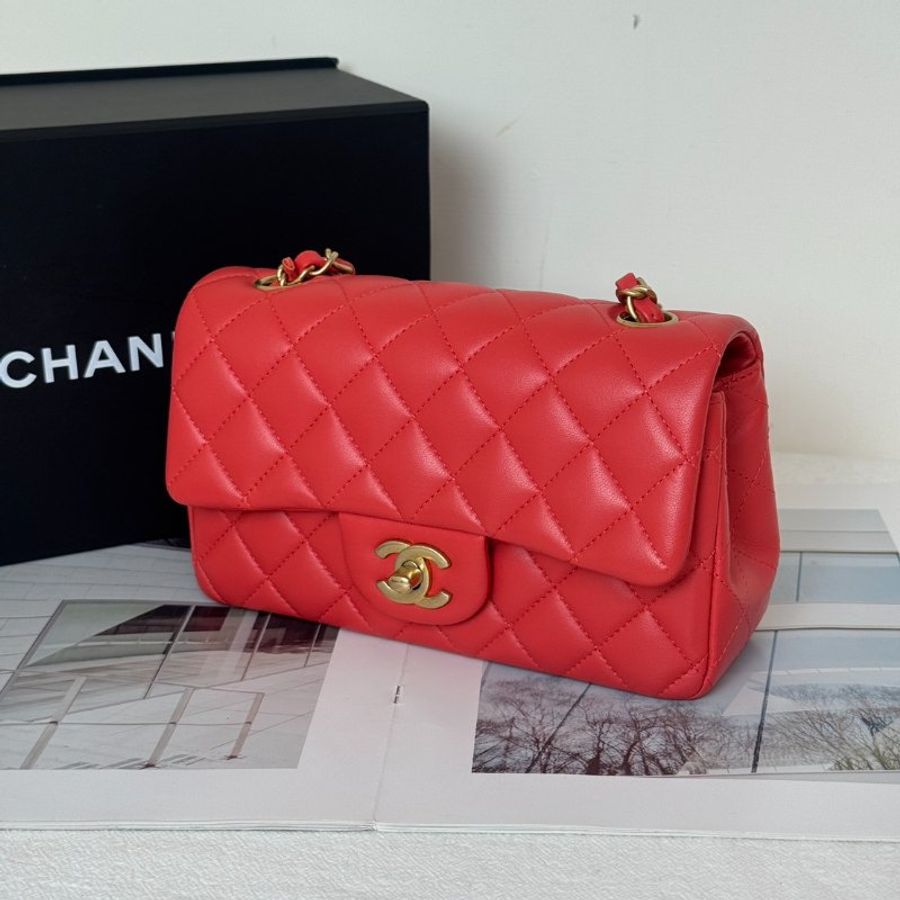 CHANEL 經典口蓋包Mini CF20 - 紅金27開-2