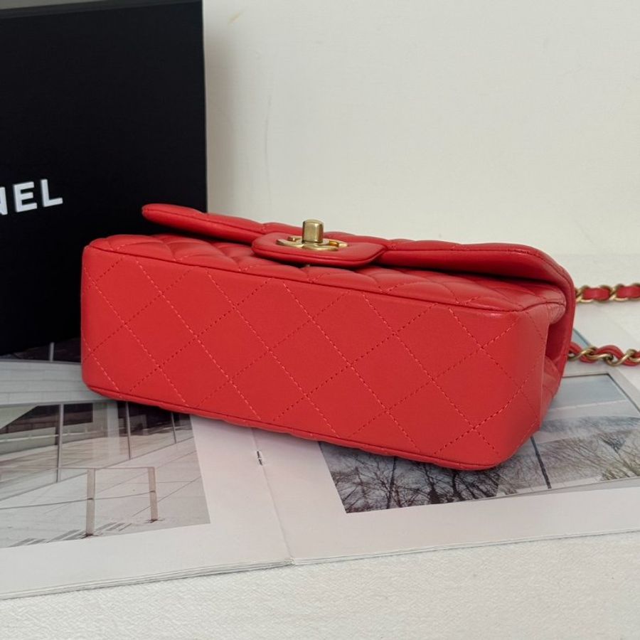 CHANEL 經典口蓋包Mini CF20 - 紅金27開-5