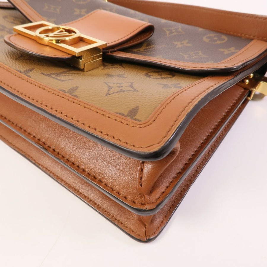 LOUIS VUITTON Monogram Reverse Dauphine MM金扣肩背袋-4