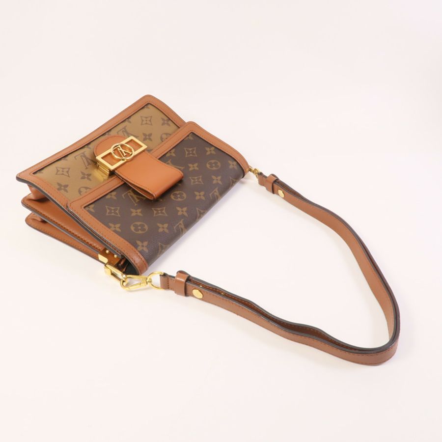 LOUIS VUITTON Monogram Reverse Dauphine MM金扣肩背袋-9