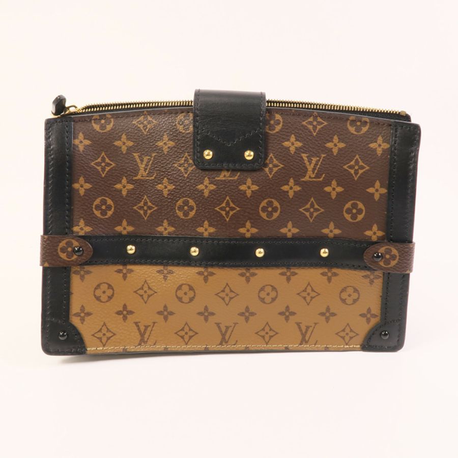 LOUIS VUITTON Monogram Reverse Trunk Clutch金扣肩背袋-2