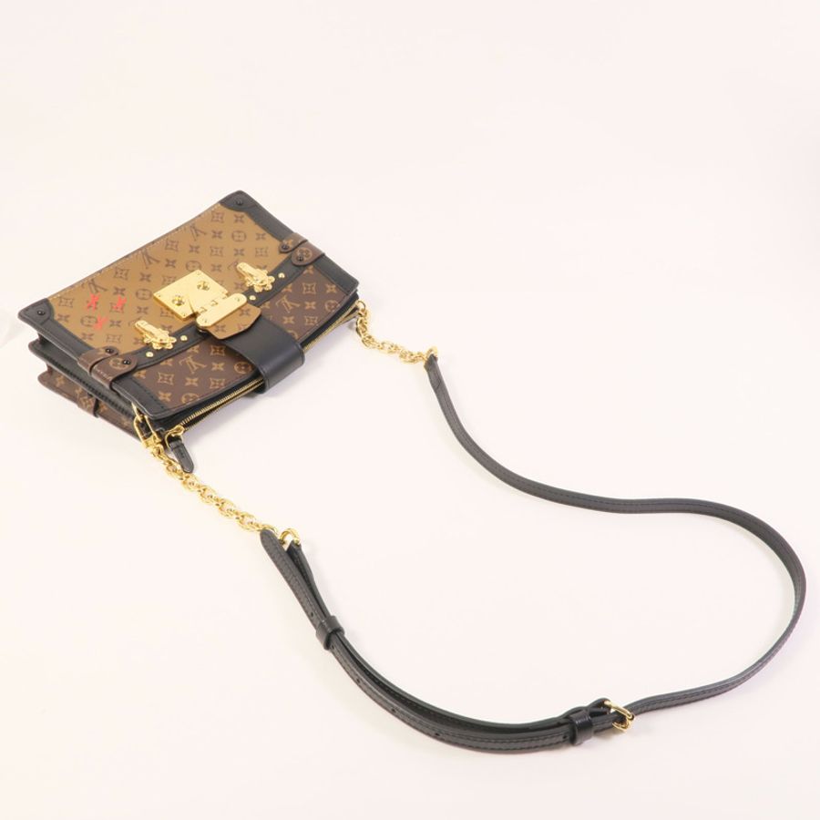 LOUIS VUITTON Monogram Reverse Trunk Clutch金扣肩背袋-4