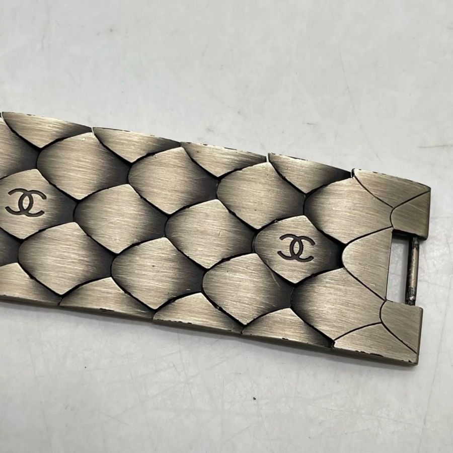 CHANEL 香奈兒 稀有 Coco 「龍鱗/魚鱗紋」寬版手鐲-5