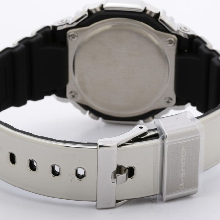 卡西歐 G-SHOCK 精美金屬系列 2100 系列類比數位雙顯腕錶 GM2100YM8AJF 銀色樹脂不鏽鋼男士腕錶-4