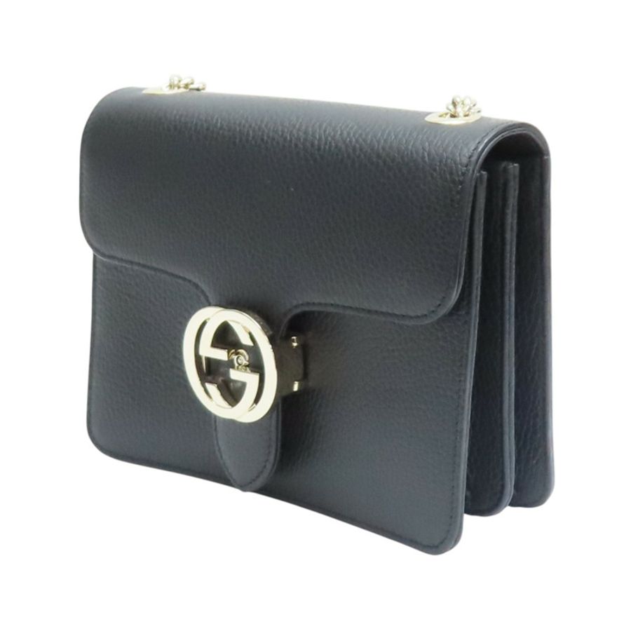黑色 牛皮 互扣式G字 鏈帶 肩背包【GUCCI 古馳】 510304-2