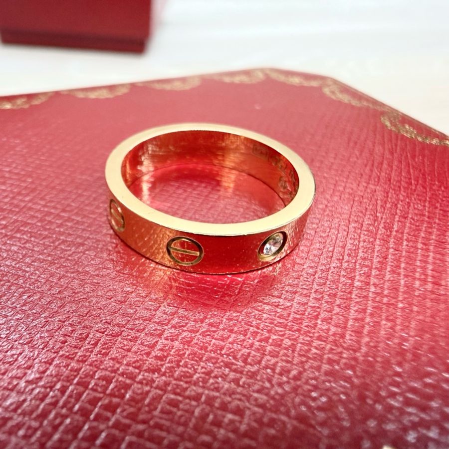 Cartier玫瑰金Love戒指小型款1顆鑽石B4050749-3