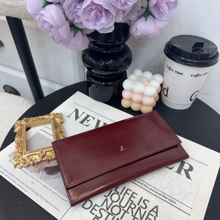 【赫蒂國際精品】 Agnes B 亞妮斯比 酒紅色漆皮長夾 中古 二手 vintage-0