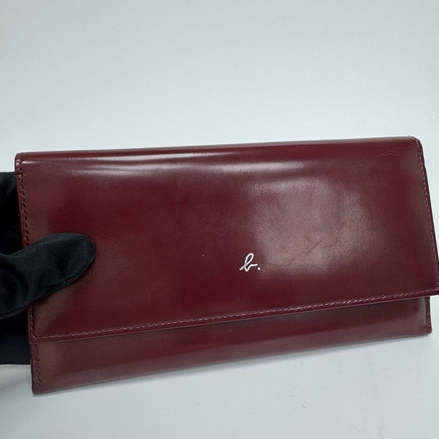 Agnes B酒紅色漆皮長夾 中古 二手-26