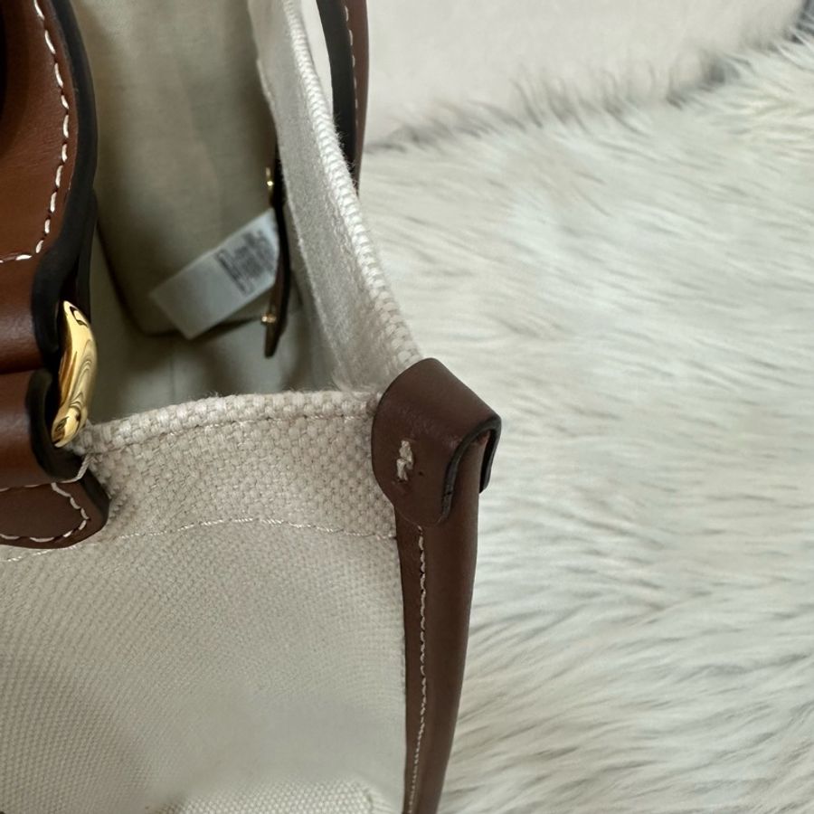 burberry 80441431 白帆布咖邊兩用包 斜背包-15