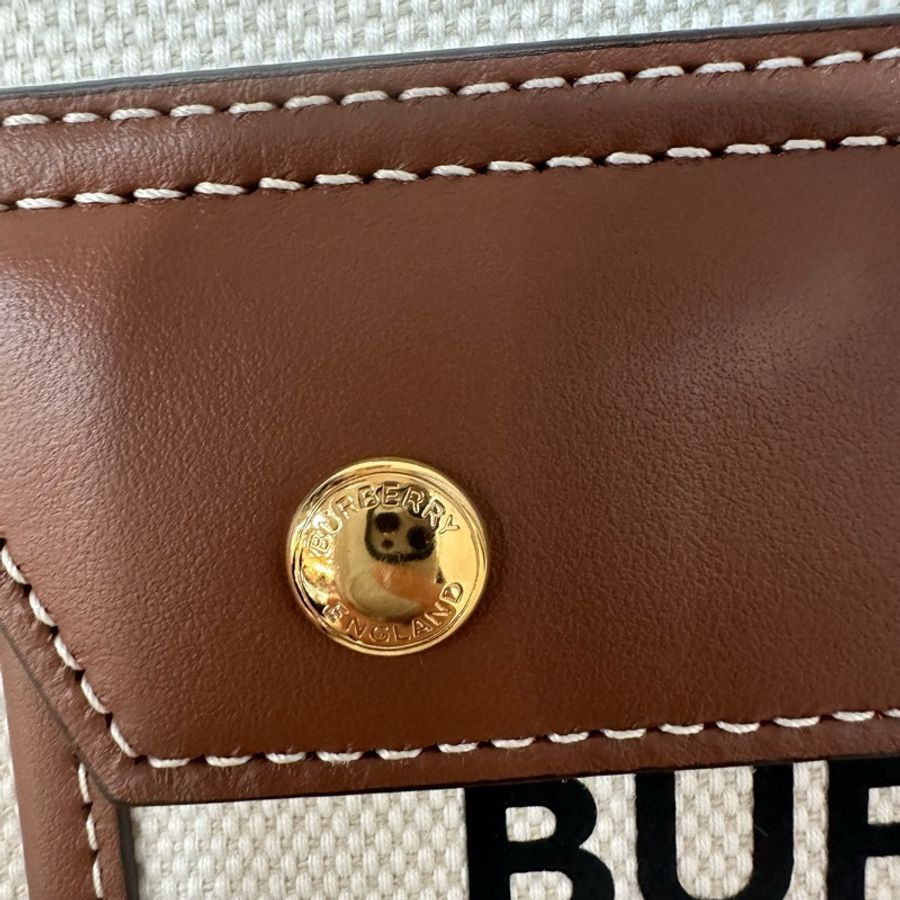 burberry 80441431 白帆布咖邊兩用包 斜背包-23