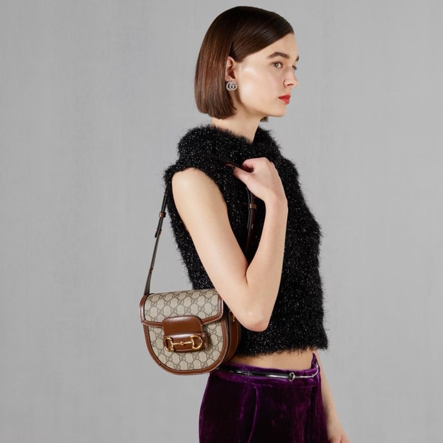 Gucci 女士 HORSEBIT 1955 馬銜扣迷你單肩包均碼碼MINI、18.5cm*7.5cm*17cm-6
