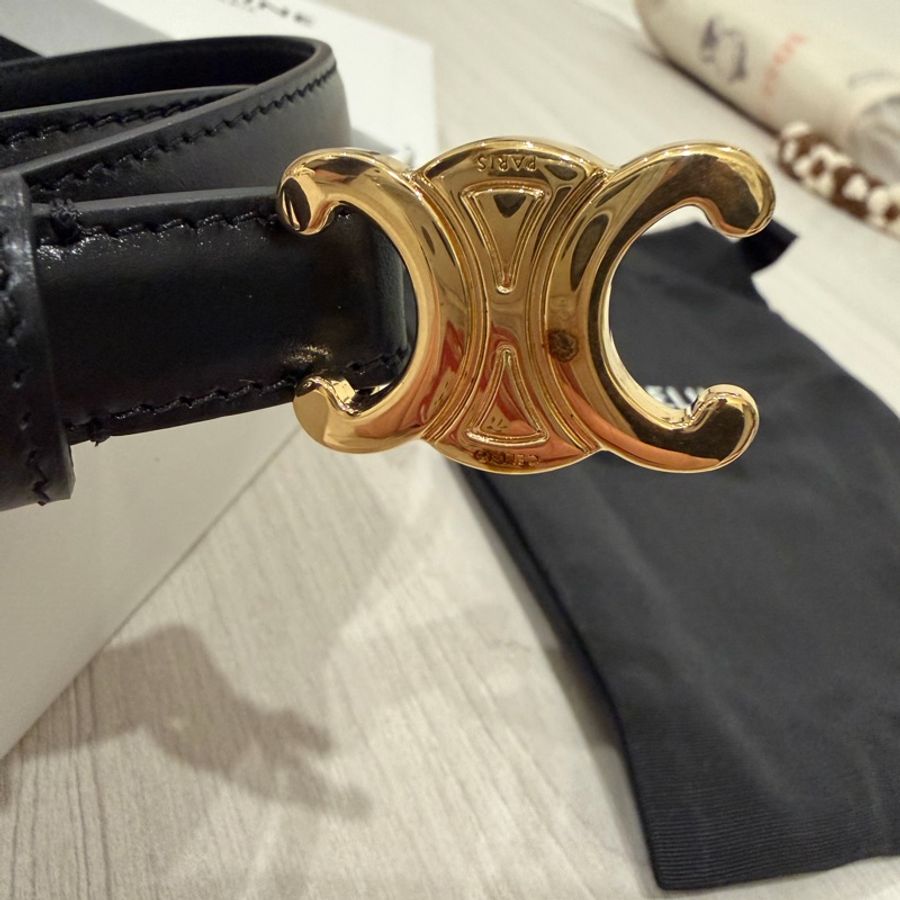 CELINE 平滑小牛皮TRIOMPHE皮帶 85cm-11