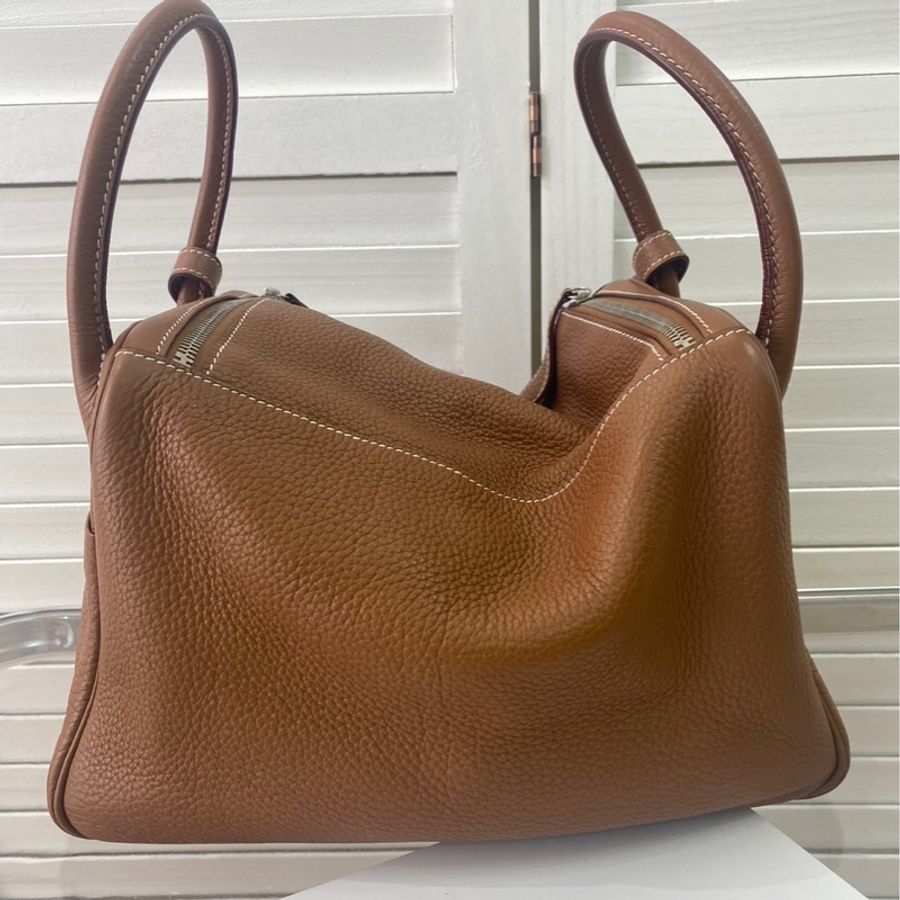 愛馬仕 Hermes Lindy 30 金棕 銀扣-1