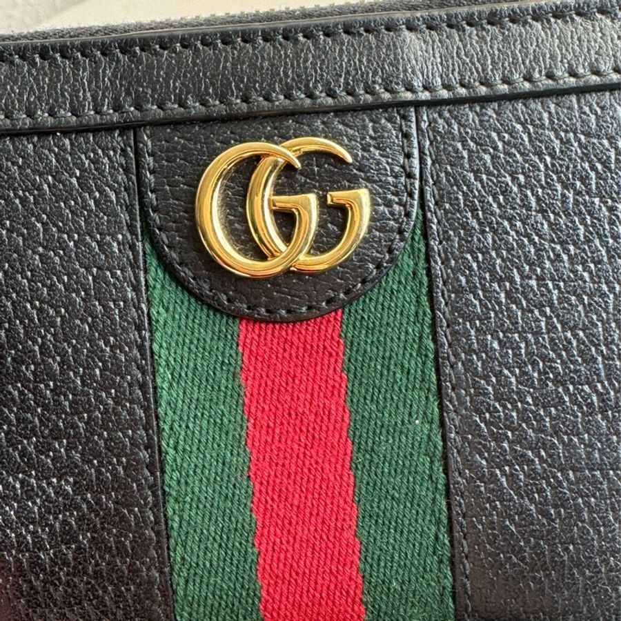 Gucci黑皮革紅綠織帶ㄇ拉長夾 中性款🤩-9