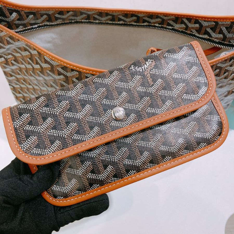 TW4730  Goyard 戈雅 托特包 PM Size 棕色帆布包 size Boheme Hobo Bag Brown-9