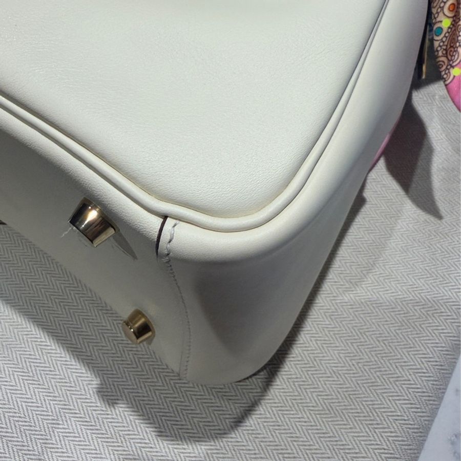 Hermes Lindy 26 奶昔白/檸檬黃 U刻 swift皮-8