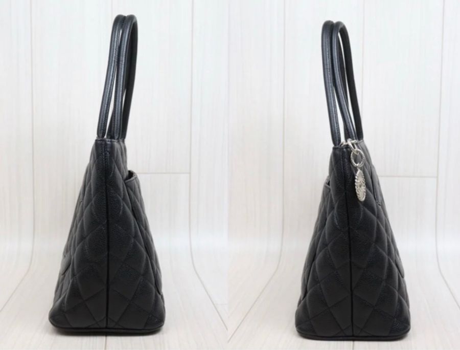 「JL精品代購」9新 Chanel 希爾頓 荔枝牛皮黑銀-3