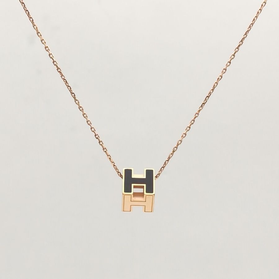 HERMES CagedH項鏈小方塊合金項鏈-1
