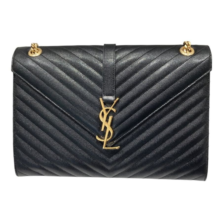 SAINT LAURENT 聖羅蘭 354118 CASSANDRE CHAIN BAG 荔枝皮革 鍊帶 肩背包 黑-2