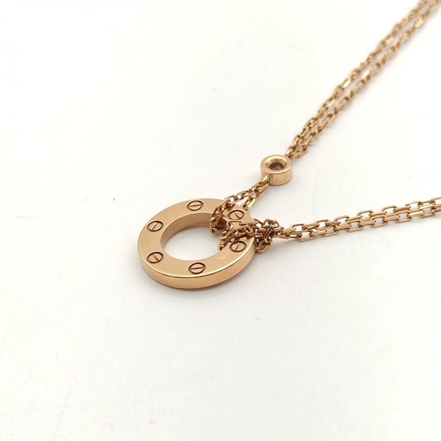 CARTIER LOVE小餅鑲嵌2顆鑽石手鏈18K玫瑰金S-M碼-3
