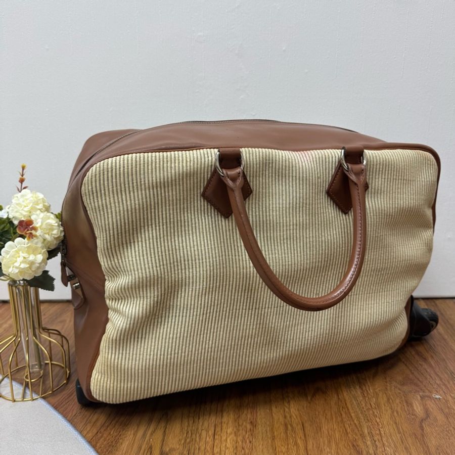 Hermès 棕色拼接旅行箱包 vintage 二手 中古-0