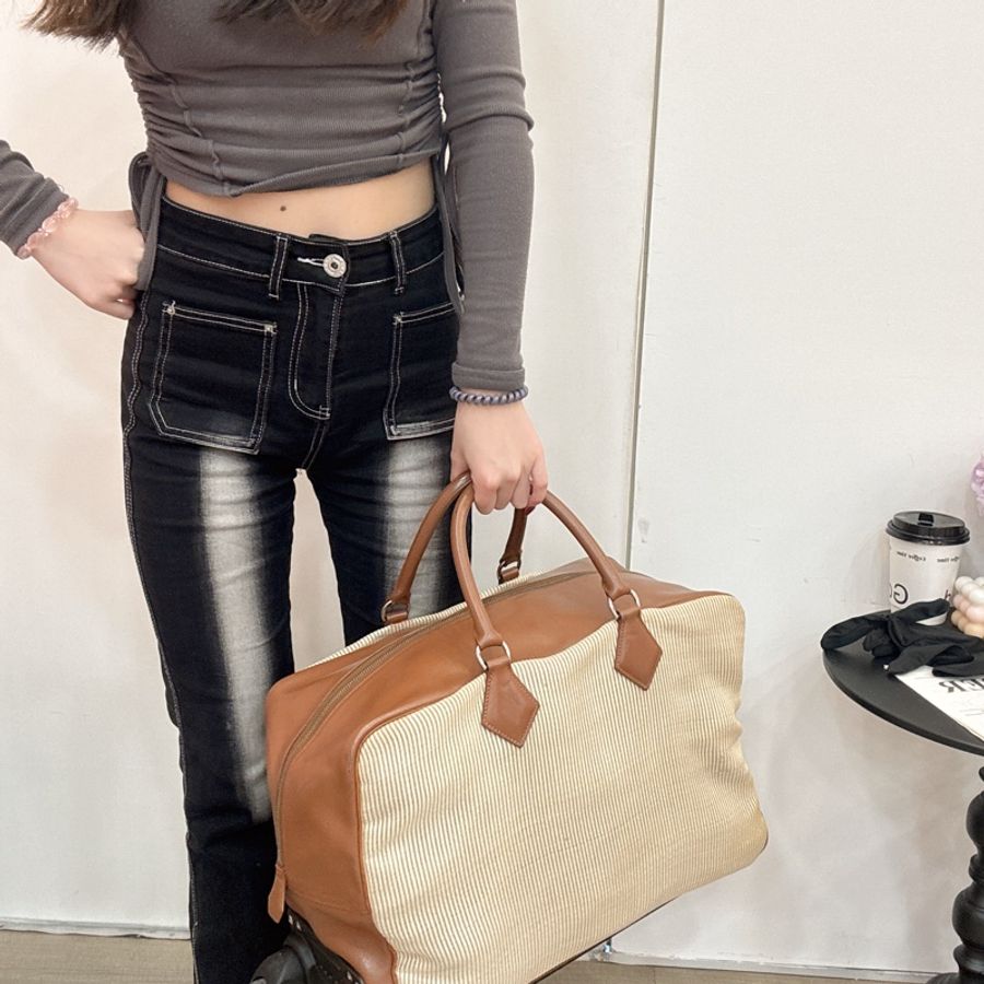 Hermès 棕色拼接旅行箱包 vintage 二手 中古-4