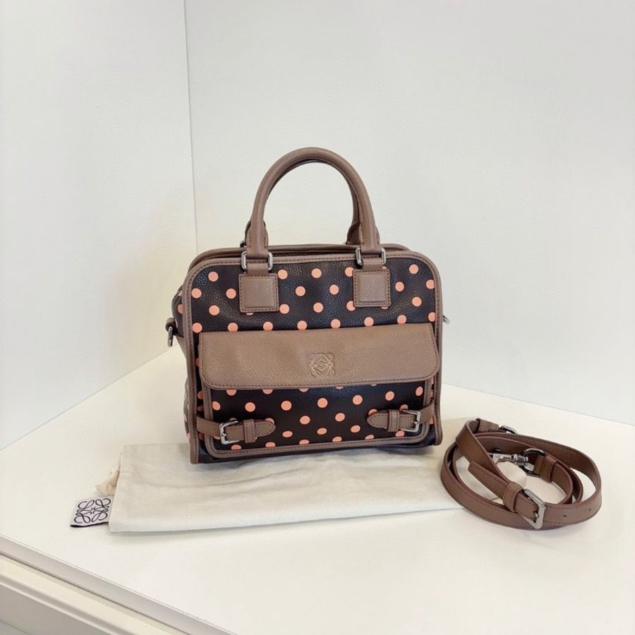 Loewe 限量波點款2ways波士頓 小方包 25*20*13 98新配件塵袋肩帶-1