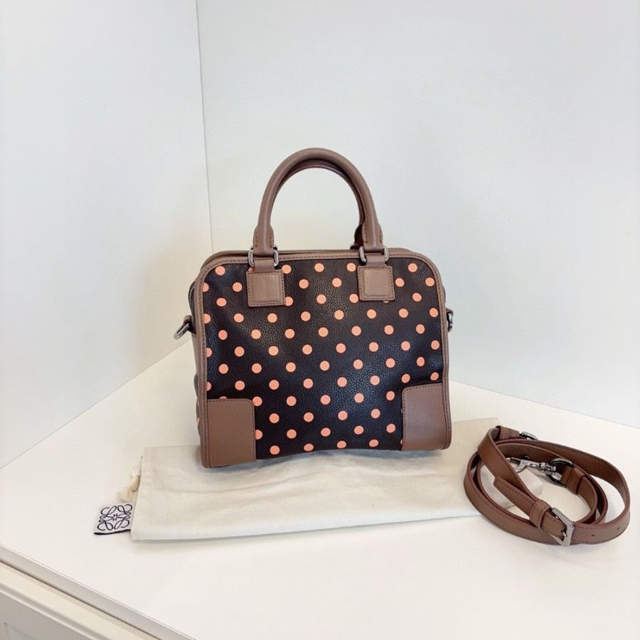 Loewe 限量波點款2ways波士頓 小方包 25*20*13 98新配件塵袋肩帶-8