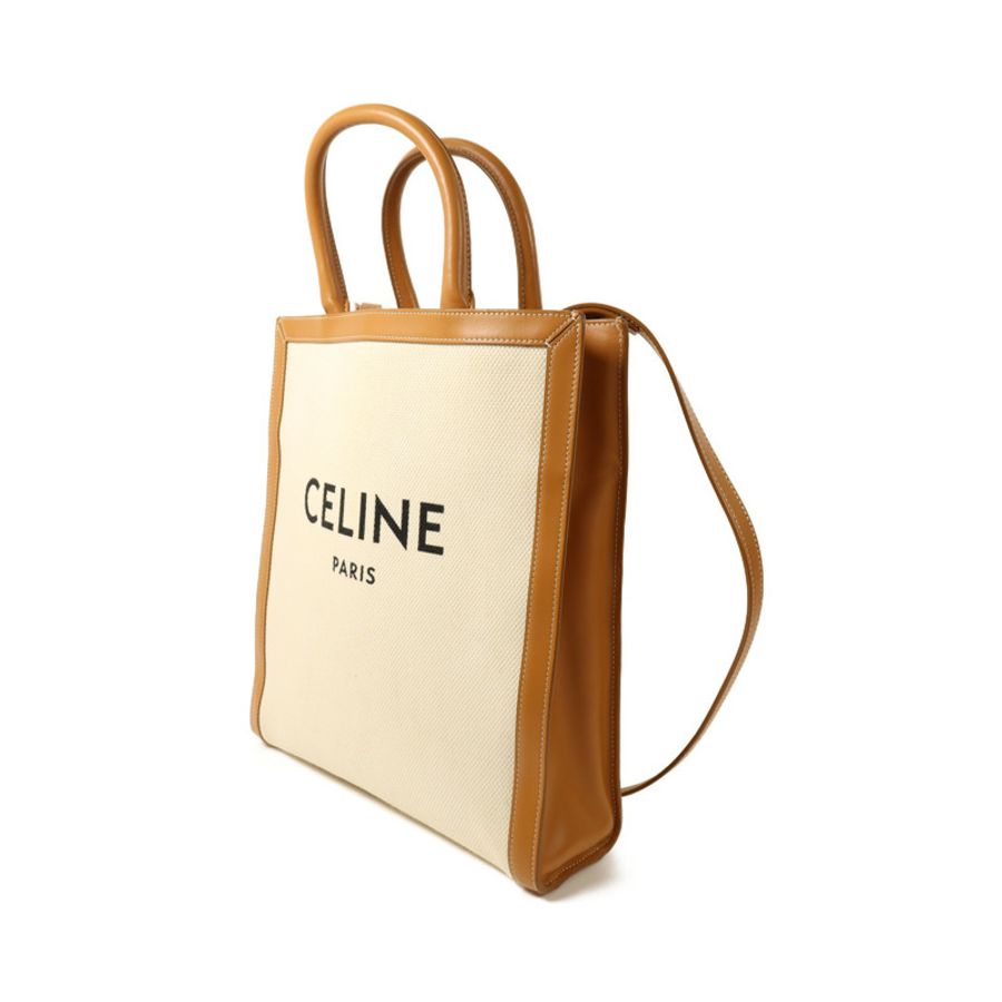 CELINE 帆布/皮革Cabas金扣手挽肩背兩用袋-2