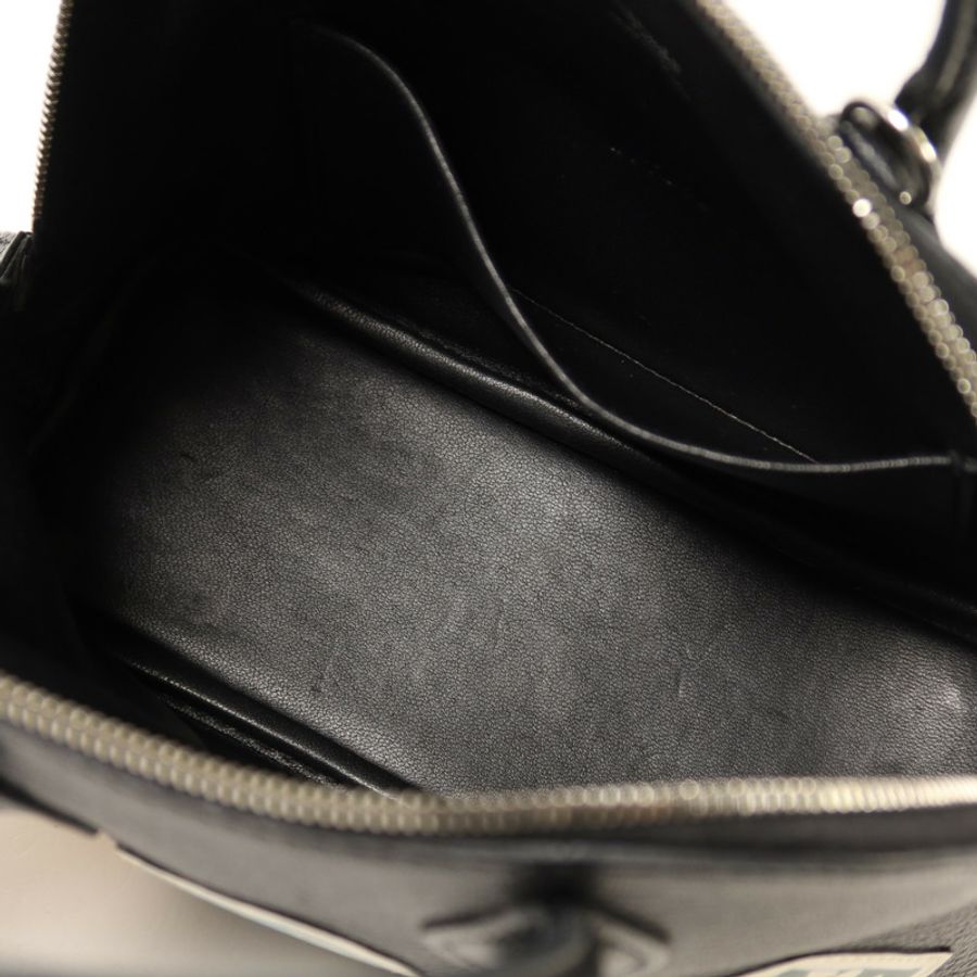 HERMES Chevre皮革Mini Bolide銀扣手挽肩背兩用袋Noir-4