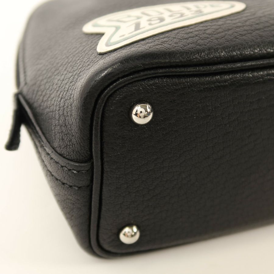 HERMES Chevre皮革Mini Bolide銀扣手挽肩背兩用袋Noir-12