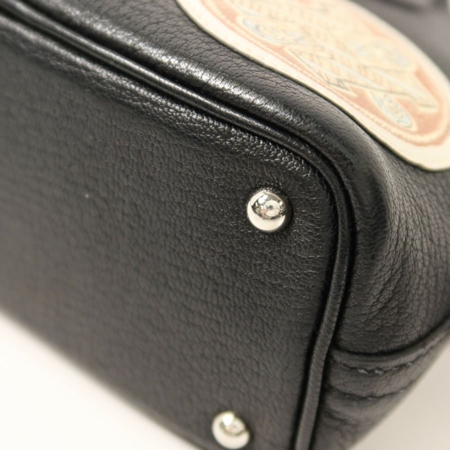 HERMES Chevre皮革Mini Bolide銀扣手挽肩背兩用袋Noir-13