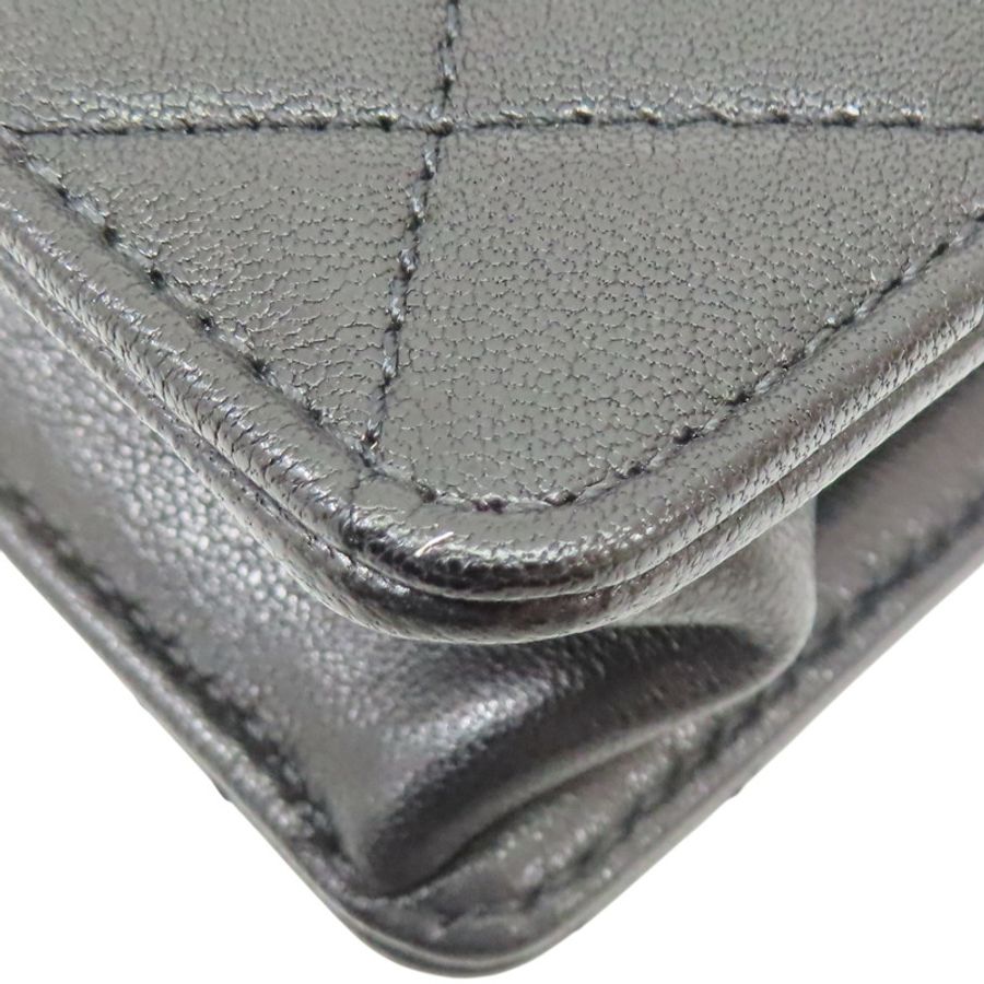 黑色 牛皮 珍珠 鍊帶 肩背包 金扣【CHANEL 香奈兒】 AS0585-15