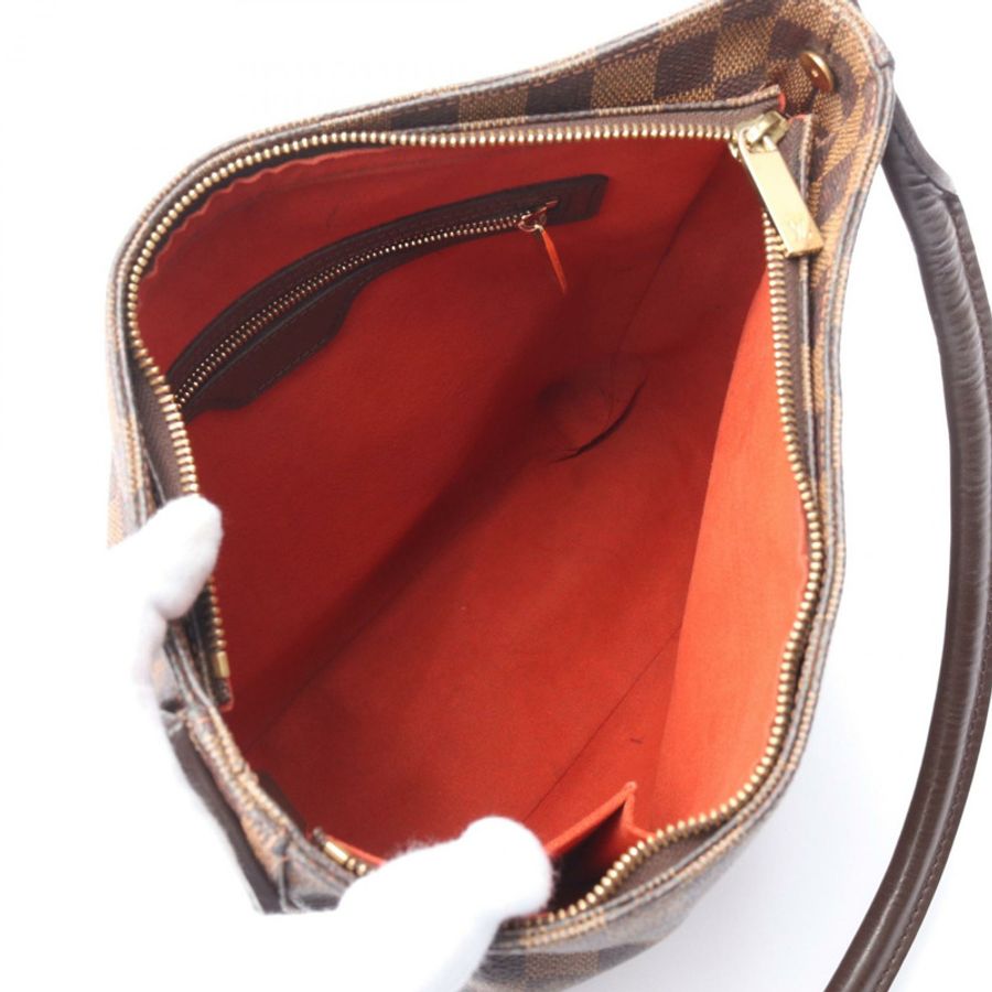 棕色棋盤格帆布 Looping GM 肩背【LOUIS VUITTON LV 路易威登】 N51144-2