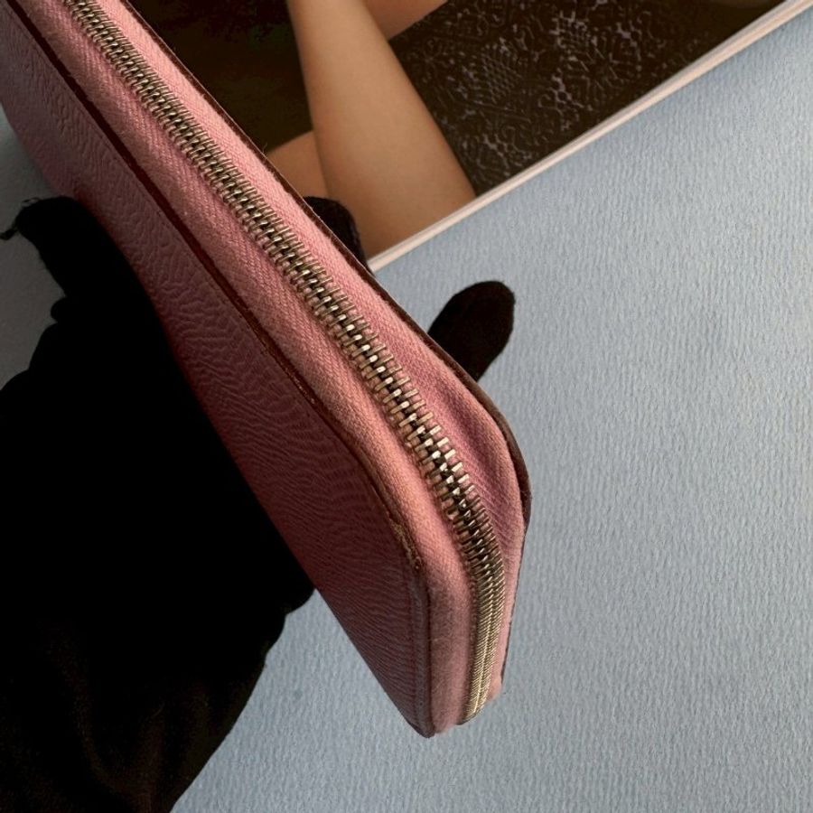 🤍99成新 少女色 Hermes 櫻花粉絲巾長夾-6