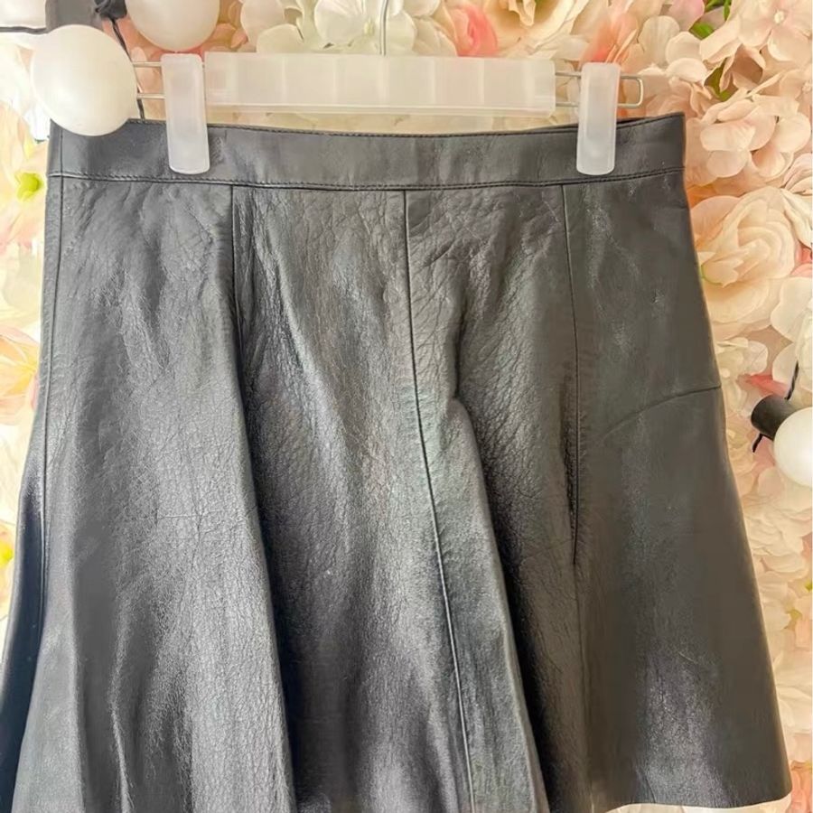 SAINT LAURENT羊皮伞裙36码-0
