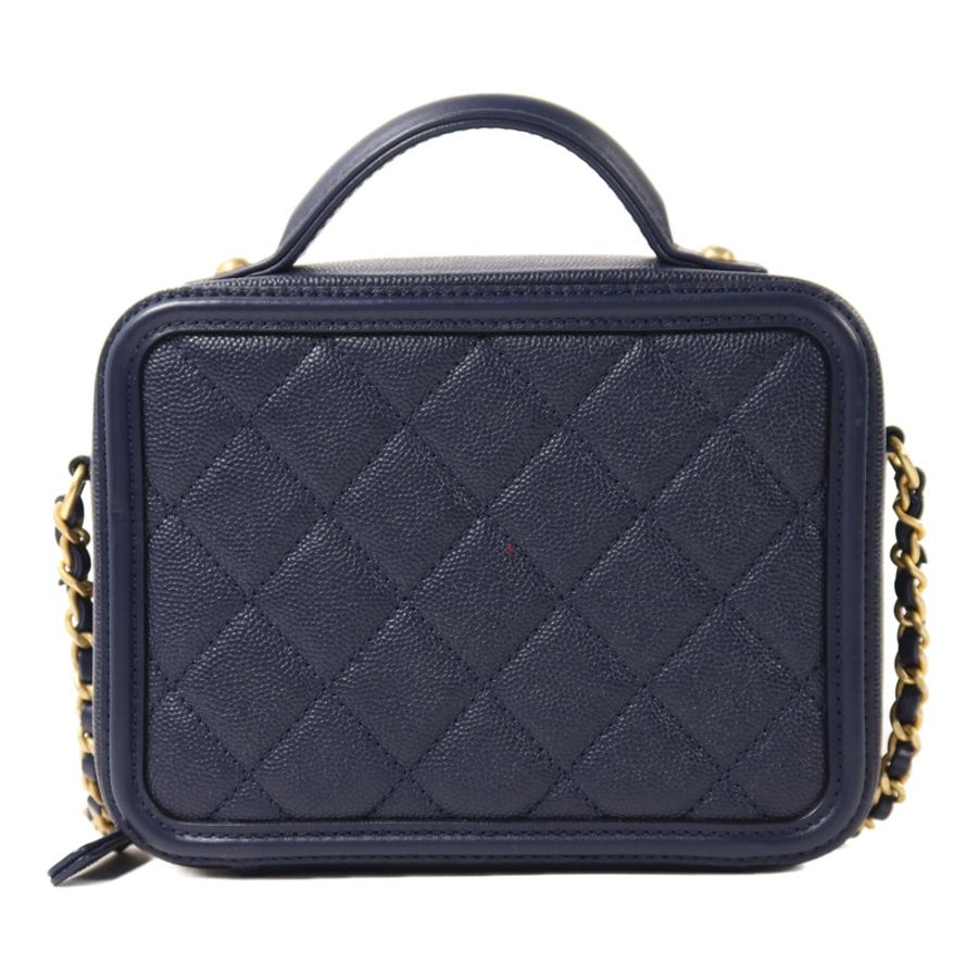 CHANEL 牛皮皮革Vanity Case金扣鏈帶手挽肩背兩用袋-1