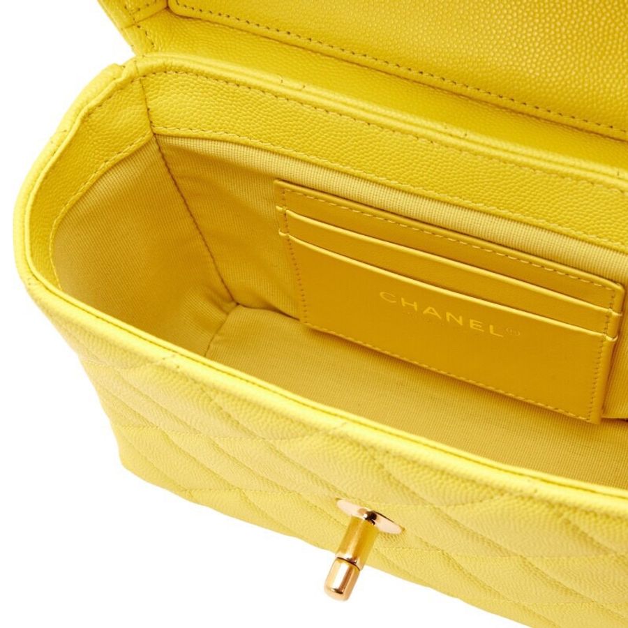 Chanel Mini Top Handle Flap晶片包香奈兒珍藏品mini coco20 全新2026包包coco 20 CHANEL 黃色HANDLE 香奈兒handle全新購於櫃位-3