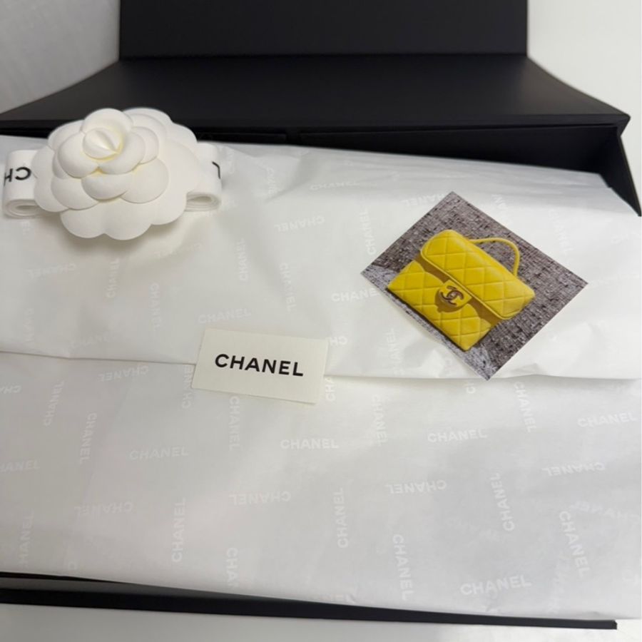 Chanel Mini Top Handle Flap晶片包香奈兒珍藏品mini coco20 全新2026包包coco 20 CHANEL 黃色HANDLE 香奈兒handle全新購於櫃位-8