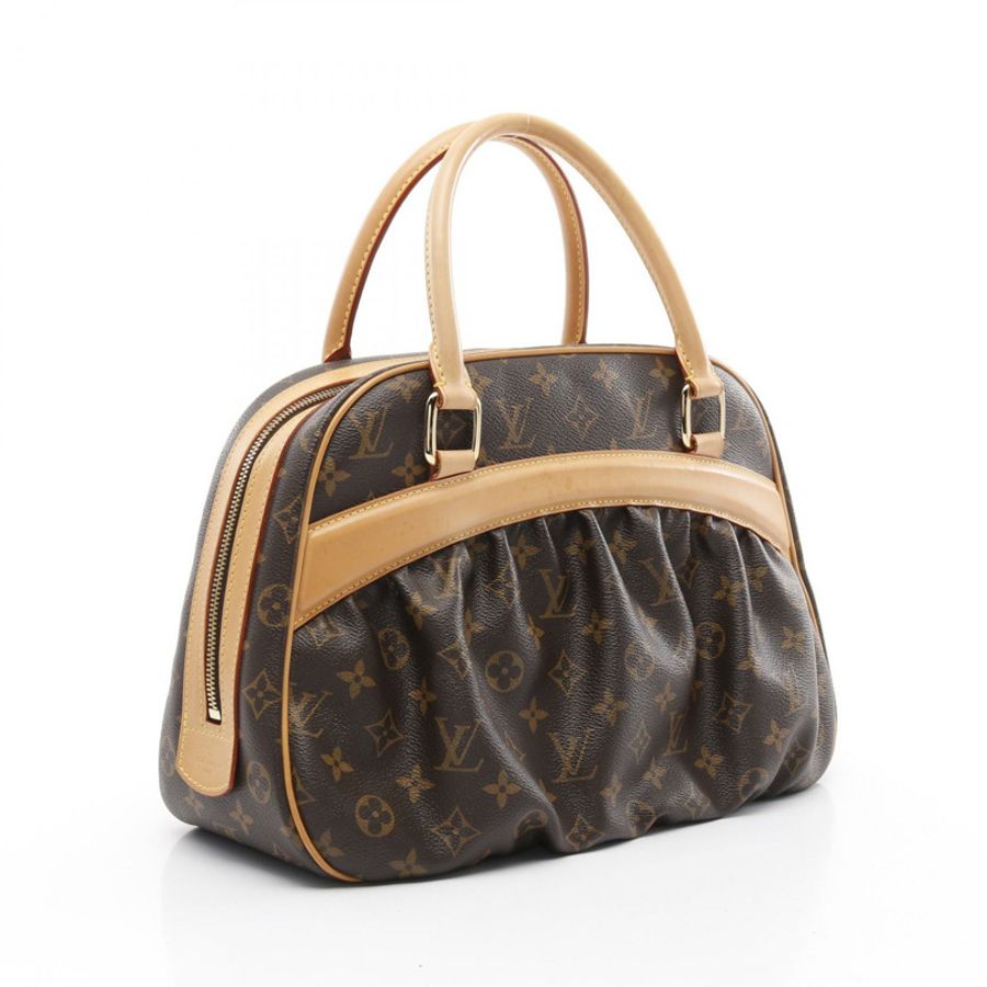 原棕色花帆布Mizi手提包【LOUIS VUITTON LV 路易威登】 M40058-1